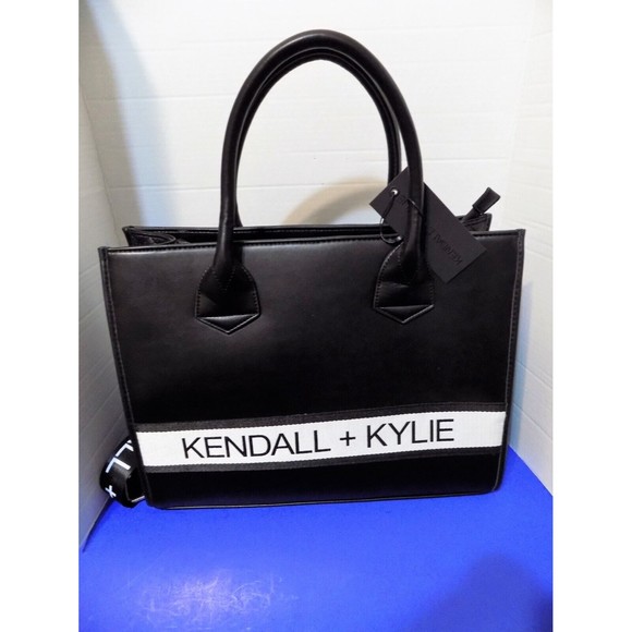 NEW Kendall + Kylie Black Handbag Tote Bag Removable Strap Purse Faux Leather - Picture 5 of 10